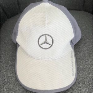 Mercedes-Benz White Gray Waffle Textured-Mesh Adjustable Hat
